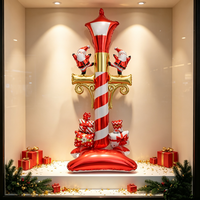Ballon en Mylar Colonne Lumineuse de Noël en Forme de Lampadaire, Père Noël et Boîte Cadeau pour Décoration de Vitrine de Magasin et Fêtes