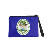 Dompet Koin Mini Berresleting Motif Bendera Belize, Dompet Penyimpanan Poliester untuk Kartu, Koin, Kosmetik, Warna Campuran Modis