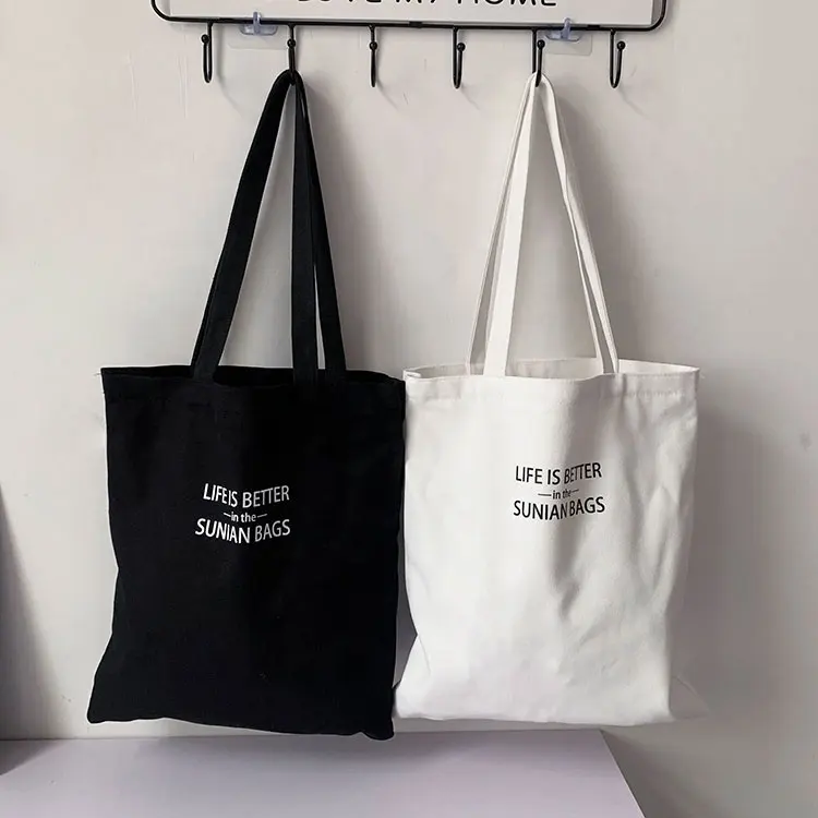 Custom Uw Eigen Logo Bedrukt Boodschappentassen Canvas Katoenen Draagtas Blanco Calico Shopper Tassen