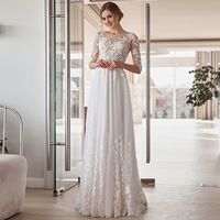 Robes de mariée en dentelle NDB11187, robes de mariée tendance, robes de mariée à manches longues, taille personnalisable, blanc ivoire