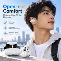 Écouteurs sans fil à clipser Secure Fit, Bluetooth 5.3 TWS, à oreille ouverte, pour le sport et la course, 6 heures d'autonomie, appels ENC
