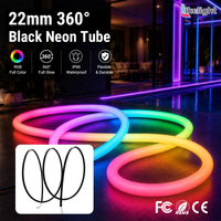 Tubo de Neón Negro Redondo de 22 mm, Brillo Uniforme de 360 Grados, Luz LED Flexible de Silicona para Escenarios, Clubes, Eventos, Diseño de Iluminación Decorativa