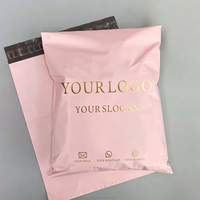 Sac d'expédition rose avec logo de marque, vente en gros, personnalisé, biodégradable, imperméable, pour l'emballage d'enveloppes, de vêtements, e-commerce