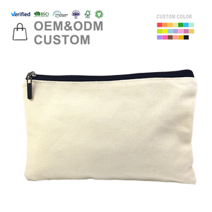 Hot Sale <strong>Custom</strong> <strong>Printed</strong> Logo Eco Women's Makeup Bag Cotton Canvas Zipper Travel Toiletry Cosmetic <strong>Pouch</strong> - Product Image 1
