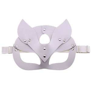 Máscara de ojo de cuero con cuello Punk para mujer, Cosplay de <span class=keywords><strong>Catwoman</strong></span>, fiesta de Halloween con remache - Product Image 3