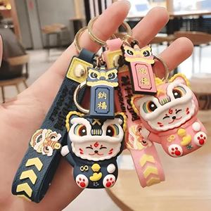 Porte-clés en silicone personnalisé en forme de chat porte-bonheur, fabriqué en Chine, pendentif de sac en PVC 3D - Product Image 2