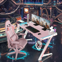 Bureau de jeu LED RGB moderne de 100 cm extensible avec porte-gobelet, classement supérieur, bureau d'ordinateur PC en métal personnalisé pour l'e-sport, personnalisable en usine