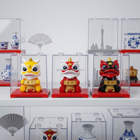 Statue de Lion Dansant de Guangzhou en ABS à Tête Oscillante, Décoration Traditionnelle Chinoise Porte-Bonheur pour la Maison