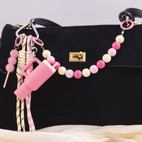 Porte-clés personnalisé avec cadre photo cœur rouge, porte-photo, pendentif nœud perlé pour sac à main fourre-tout d'été pour femme
