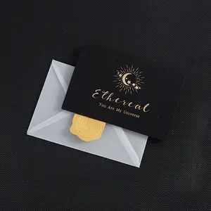 Nuevo producto de lujo Tarjeta de agradecimiento personalizada Sobre de papel Lámina dorada Tarjeta VIP Embalaje de sobre