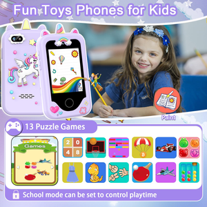 Jouet smartphone intelligent pour enfants avec jeux MP3, rappel quotidien, capteur CMOS, vidéo VGA, appareil photo 30MP, coque en silicone - Product Image 4