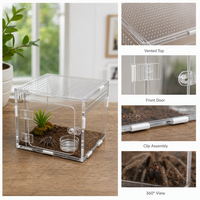 Mini-terrarium en acrylique pour reptiles, petit enclos de présentation, habitat ventilé avec porte frontale, usiné CNC et percé