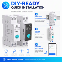 Disjoncteur intelligent WiFi MQTT US Stock AT-SY1-TCW 1-63A à courant réglable, relais sur rail DIN pour Home Assistant