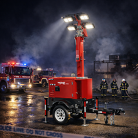 Tour d'éclairage LED diesel 4*350W avec réservoir de carburant de 70L et remorque tractable pour applications sur chantier et infrastructures urbaines