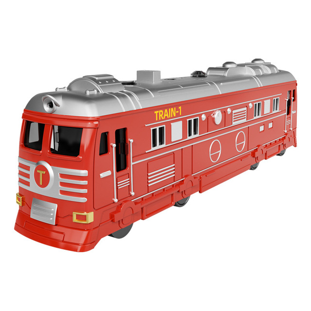Children's Nostalgic Retro Simulation Steam Green Train Model Car Bidirectional Inertia Large Spray Train Lights Made Plastic