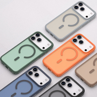 Coque de téléphone magnétique mate étanche en TPU+PC, toucher doux personnalisé, antichoc, anti-traces de doigts, finition givrée pour 17 Pro Max