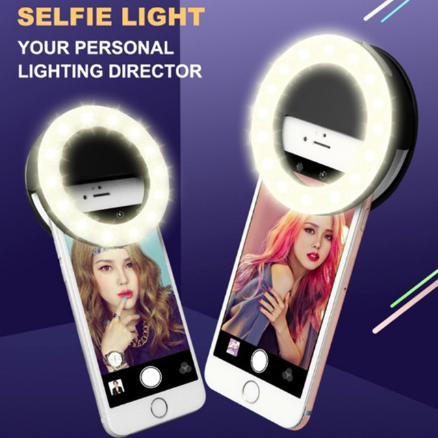 Portable Mini USB Rechargeable LED Clip Selfie Flash Light Live Video Photography Fill Light LED Mobile Phone Selfie Ring Light