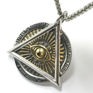 Joyería de acero y titanio de estilo Punk, masón masónico, símbolo místico antiguo, <span class=keywords><strong>Ojo</strong></span> de la justicia, triángulo, todos los ojos que se ven - Product Image 2
