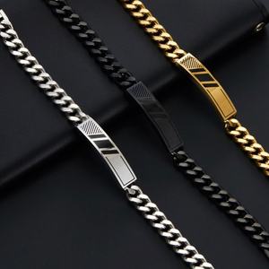 Custom 316l Stainless Steel <b>Men</b> Bracelet Engrave 14k 18k Gold Plated Fashion Chain Link Bracelets <b>for</b> <b>Men</b> - Product Image 1