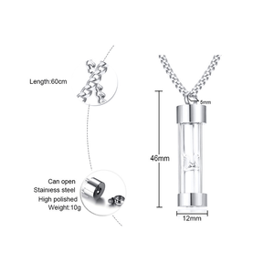Acier inoxydable Sablier Urnes Cendres Pendentif Bijoux Sandglass Souvenir Tenir Mémoire Collier Cylindre Collier Pour Hommes Femmes Pet - Product Image 3