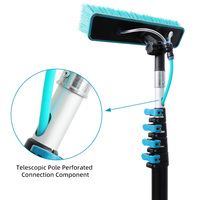 Brosse de nettoyage de vitres télescopique de 7,2 m alimentée par l'eau, nettoyeur de vitres en hauteur, outil de nettoyage de panneaux solaires à longue portée