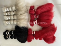 Extensions de cheveux 100% en poil de yak, couleur rouge teintée, 10''-20''