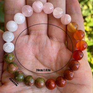 Fertilità Semi <span class=keywords><strong>preziosa</strong></span> gemma naturale <span class=keywords><strong>pietra</strong></span> rosa quarzo bianco <span class=keywords><strong>giada</strong></span> Unakite rosso diaspro corniola braccialetto di cristallo Haling - Product Image 2