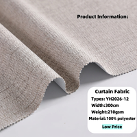 Tissu pour rideaux occultants 100% polyester, aspect lin, largeur 300 cm, fabricant pour hôtel, salon, décoration intérieure