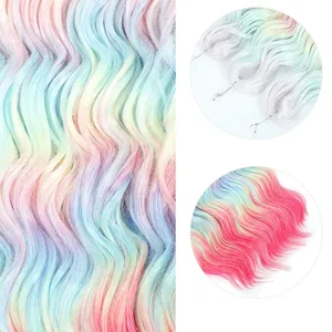 Extensiones de Cabello Sintético Ondulado ANNA de 24 Pulgadas, Cabello Rizado con Ondas Profundas, Color Arcoíris Degradado, para Trenzas - Product Image 5