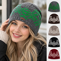 Bonnet en tricot jacquard flocon de neige nordique personnalisé, fil épais, chaud, pour les trajets quotidiens et l'école en hiver