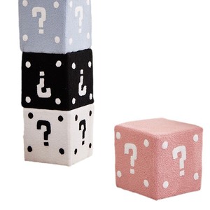Mario Question Mark <b>Cube</b> Stool Soft Square Footstool For Living Room And Entryway Shoe Changing Bench - Product Image 5