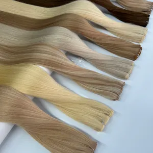 Genius Weft 12A Real Human Hair Extensions Remy Virgin Raw European Russian Cabello Humano Natural Double Drawn Genius Weft