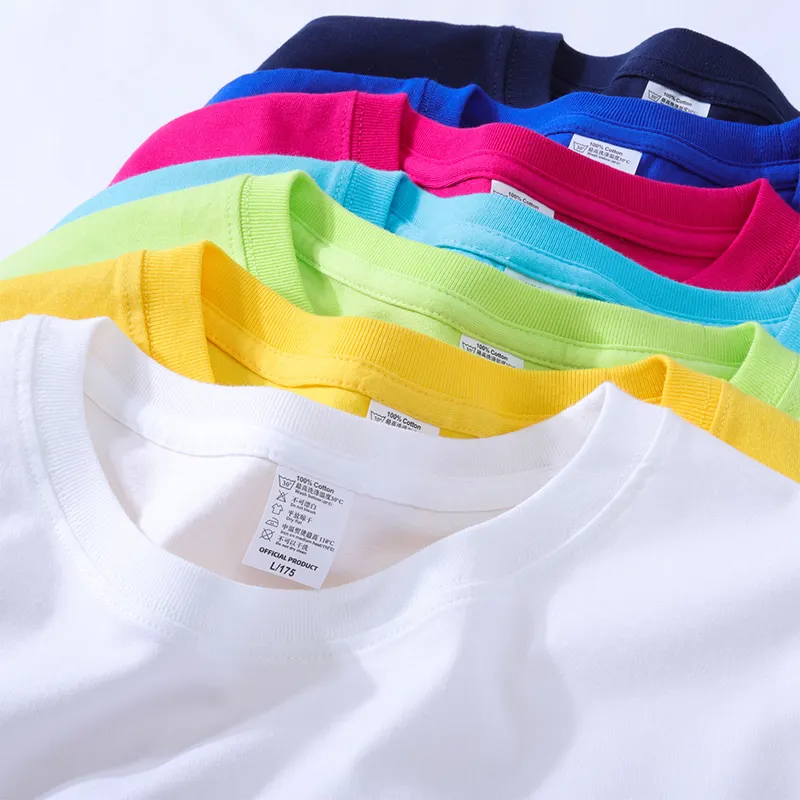 Camiseta informal de algodón 100% en blanco de gran tamaño, camisetas de cuello redondo para hombre con logotipo personalizado, camiseta lisa para hombre