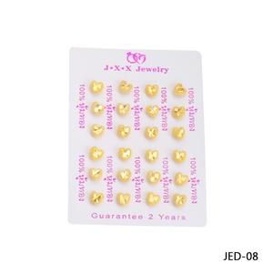 Boucles d'oreilles clous JXX plaqué or 24 carats, petites, mignonnes, en forme de cœur, pour femme, mini-boucles d'oreilles rondes, bijoux de mode, vente en gros - Product Image 4