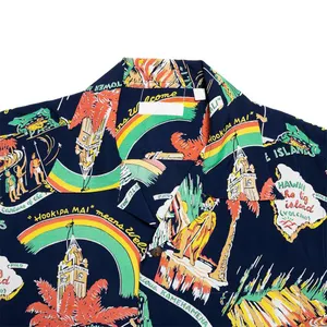 Venda quente popular de algodão orgânico com logotipo personalizado, camisa havaiana masculina OEM Odm