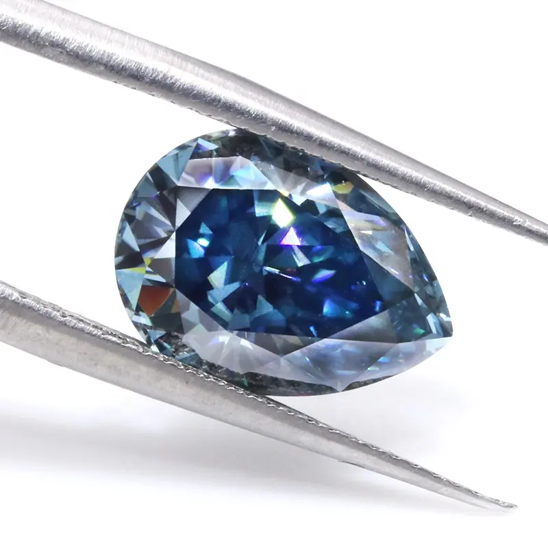 Wholesale Price Per Carat Pear Cut 1 Carat 5x8 mm VVS Blue Moissanite Stone Diamond