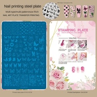 Wanji Kit Professionnel de Plaques de Stamping pour Ongles – Motifs Floraux, Dentelle, Nœuds, Carreaux – Gabarit de Manucure et Planche de Support pour Nail Art