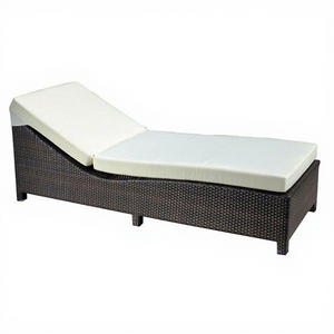 Sedia a Sdraio da Esterno in Vimini con Cuscino e Rivestimento in Spugna per Patio e Spiaggia - Product Image 3