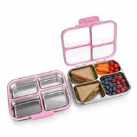 S004-2 Boîte à bento mignonne en acier inoxydable 304 avec couvercle transparent Tritan anti-fuite, personnalisable OEM ODM, vente en gros pour les chaînes de magasins de détail mondiales