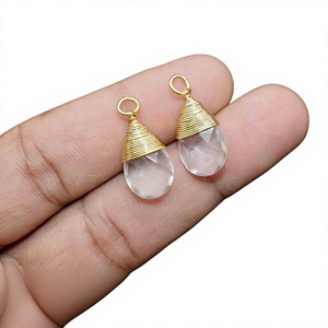 Pendentif Goutte d'Eau en Laiton Plaqué Or, Style Bohème, Bijou Unisexe, Certifié IGI, Sertissage Clos, Pendentifs Solitaires - Product Image 1