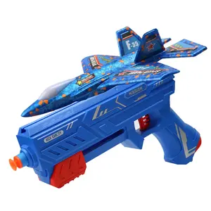 Kinder 2 In 1 Pistolen schießen Soft Ball Bullet Foam segel flugzeug Katapult Fighter Shooting 3er Pack Flugzeug Launcher Gun Outdoor Toy