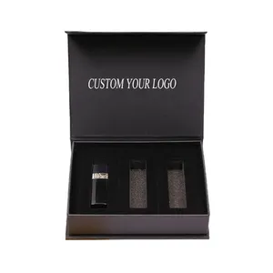 Custom Luxury Black Or White Magnetic Cosmetics Cardboard Packaging Box Gift Box With Eva Foam Insert