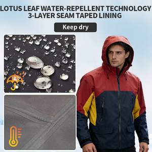 Unisex Dreischichtige Laminierte Nahtversiegelte Reißverschluss-Kapuzenjacke Atmungsaktiv Wasserdicht Softshell-Jacke für Outdoor-Klettern Wandern Stadt - Product Image 2