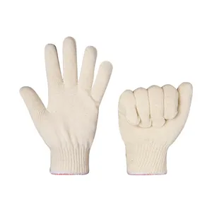 高品質の黄色の綿糸ニット手袋綿手袋安全作業のための10ゲージのかなり保護具