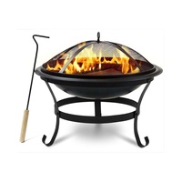 Brasero rond d'extérieur de 21 pouces en bois avec écran anti-étincelles et pique à bois, pour patio, jardin, chauffage, feu de camp, camping