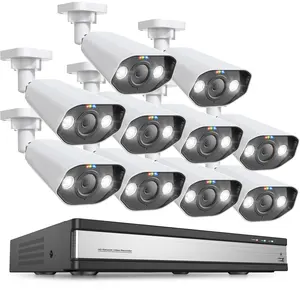 Sistema de câmera de segurança 16 CH PoE 4K 12 Pcs Cams Kit de monitoramento CCTV com visão noturna colorida 8MP NVR Sistemas de câmera IP ao ar livre