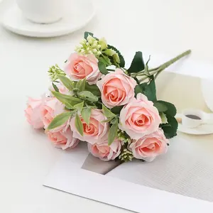 Gelin düğün töreni ve yıldönümü için yapay çiçekler gelin buketi gül düğün buketleri