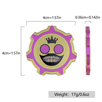 Jeton de poker en titane TC4 bicolore or violet, gravé motif Couronne Sourire Maléfique, 17g, léger, EDC, de collection, pour jeu punk, DIY, OEM/ODM