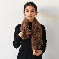 Écharpe en fourrure de lapin tricotée pour femme adulte, style croisé, épaisse et chaude, 85 cm, multifonction, style coréen, cache-cou pour l'automne et l'hiver