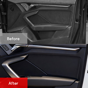 Cubierta de Cuero para Panel de Puerta de Audi A3, Cuero Artificial Negro, Instalación Adhesiva, Kit de Acabado Interior 2015-2020 - Product Image 2